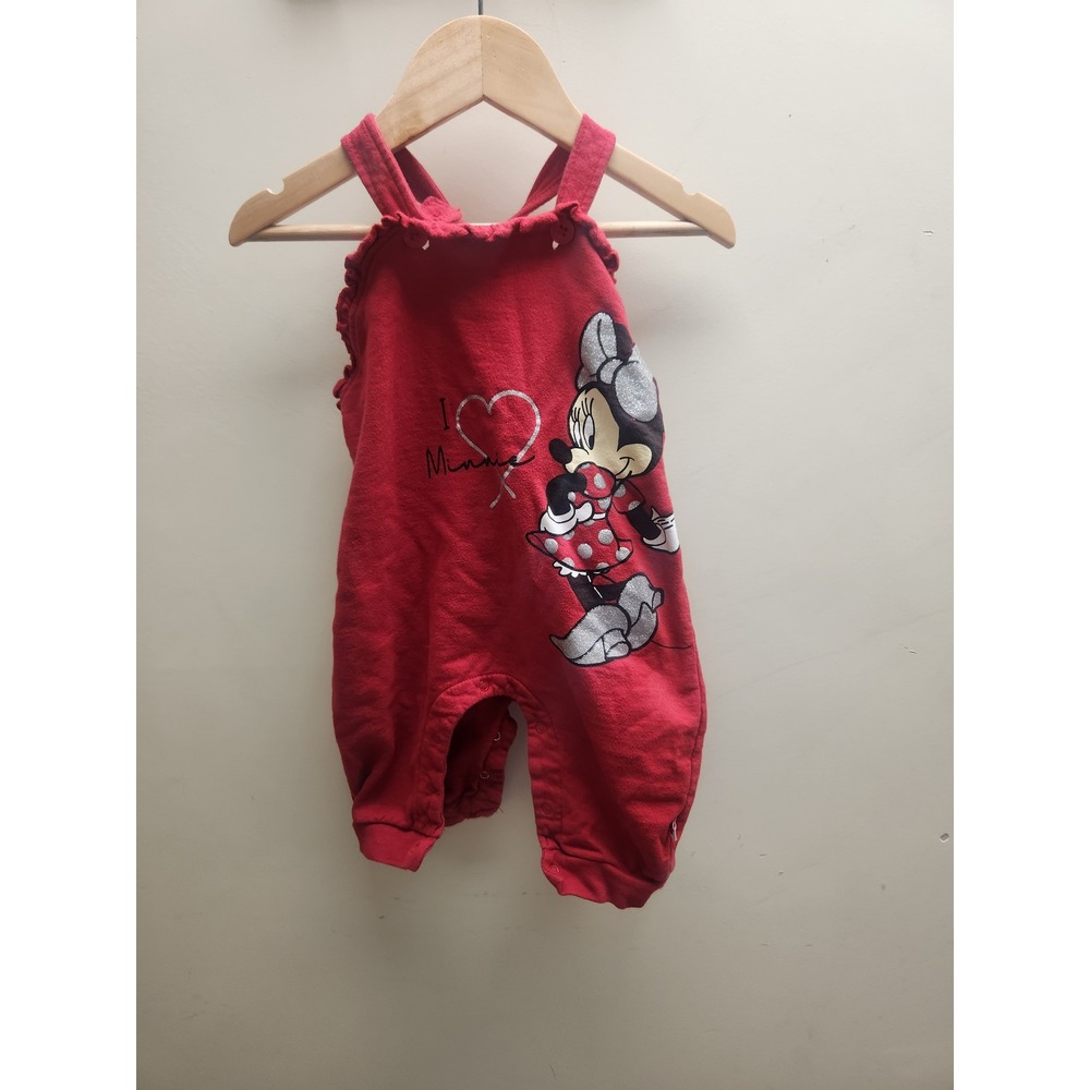 Disney Baby Minnie Mouse Red Glitter Graphic‎ Romper One Piece 24M Cotton
